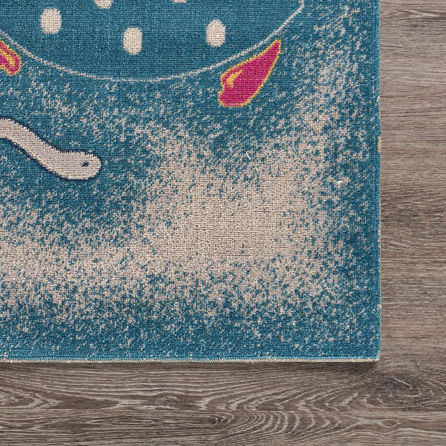 2’ x 3’ Blue Playful Fish Indoor Outdoor Scatter Rug