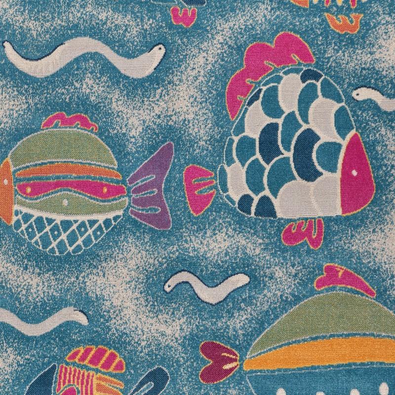 5’ x 8’ Blue Playful Fish Indoor Outdoor Area Rug