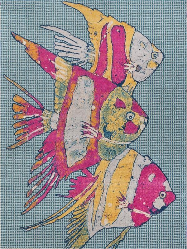 5’ x 8’ Pink Fish Trio Indoor Outdoor Area Rug