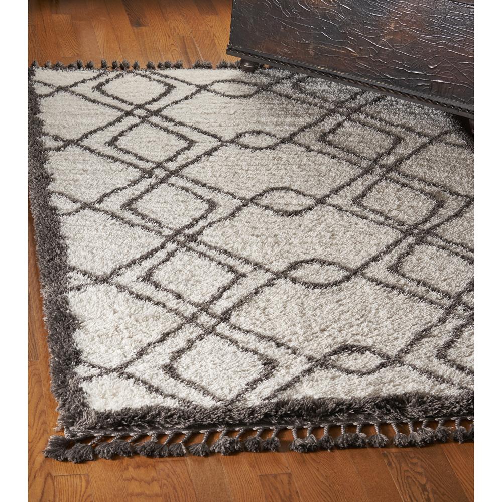 5’ x 7’ Cream and Gray Geometric Fringe Area Rug