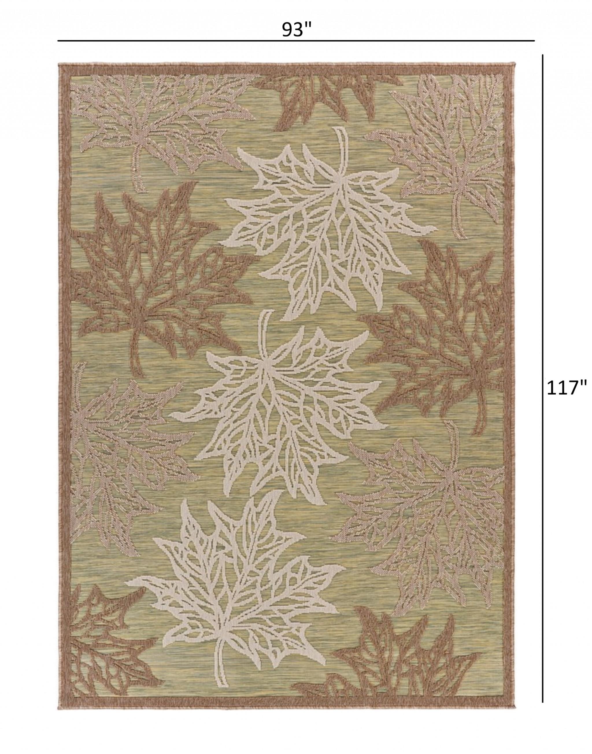 8’ x 10’ Tan Maple Leaf Indoor Outdoor Area Rug