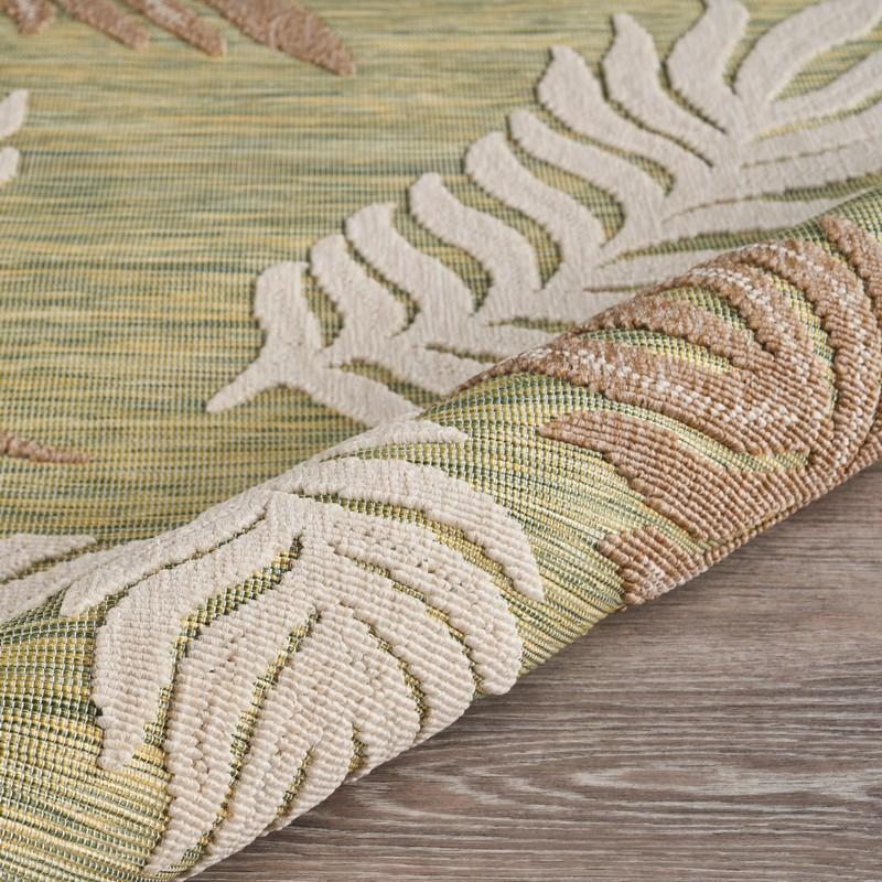 5’ x 7’ Tan Tropical Sprigs Indoor Outdoor Area Rug