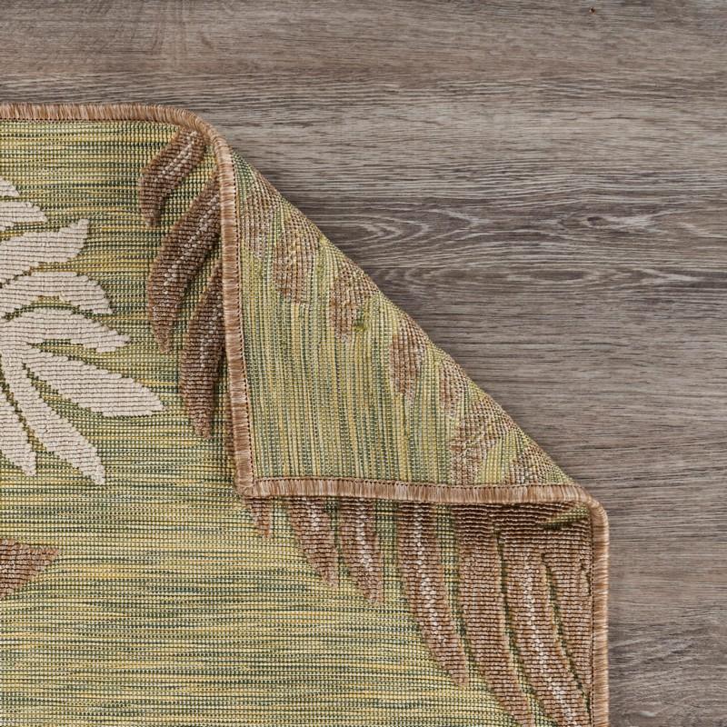 5’ x 7’ Tan Tropical Sprigs Indoor Outdoor Area Rug