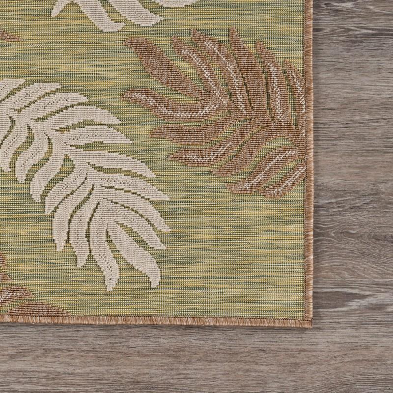 5’ x 7’ Tan Tropical Sprigs Indoor Outdoor Area Rug