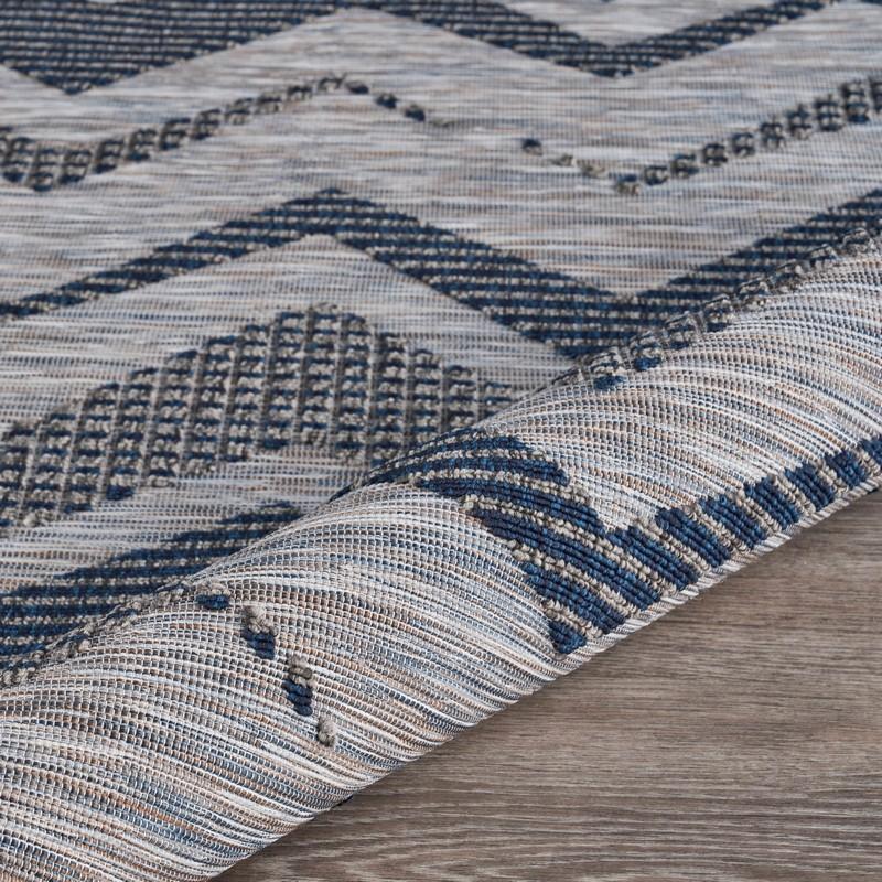 5’ x 7’ Navy Zig Zag Indoor Outdoor Area Rug