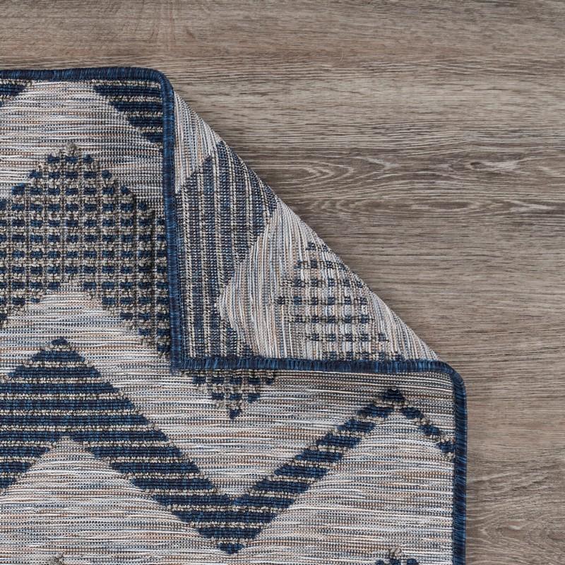 5’ x 7’ Navy Zig Zag Indoor Outdoor Area Rug