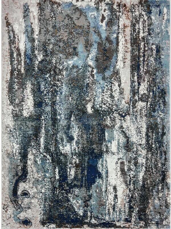 5' x 8' Shades of Blue and Gray Abstract Marble Area Rug Default Title