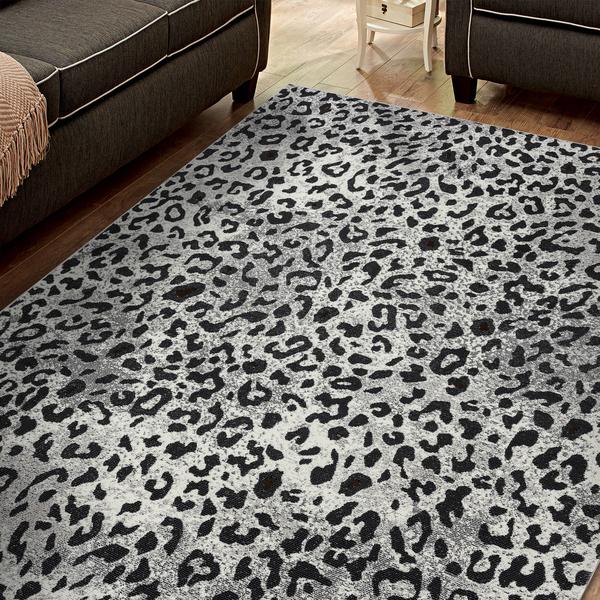 5’ x 8’ Black and Gray Animal Print Area Rug