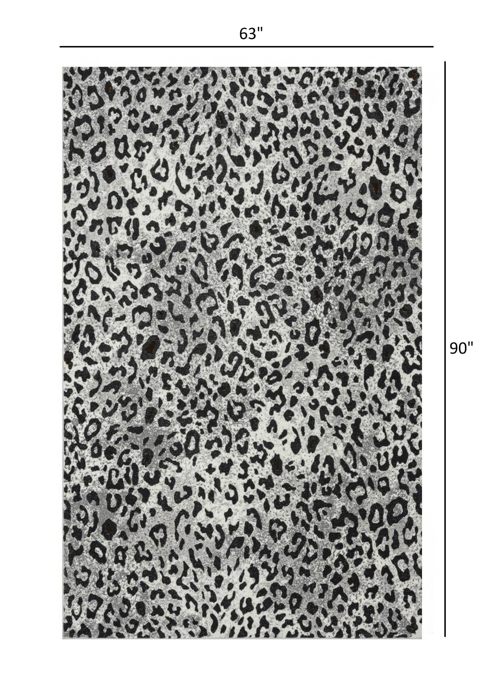5’ x 8’ Black and Gray Animal Print Area Rug