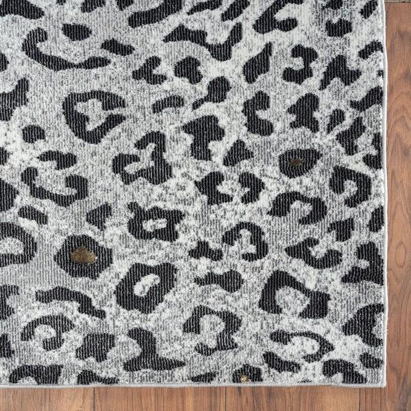 8’ x 10’ Black and Gray Animal Print Area Rug
