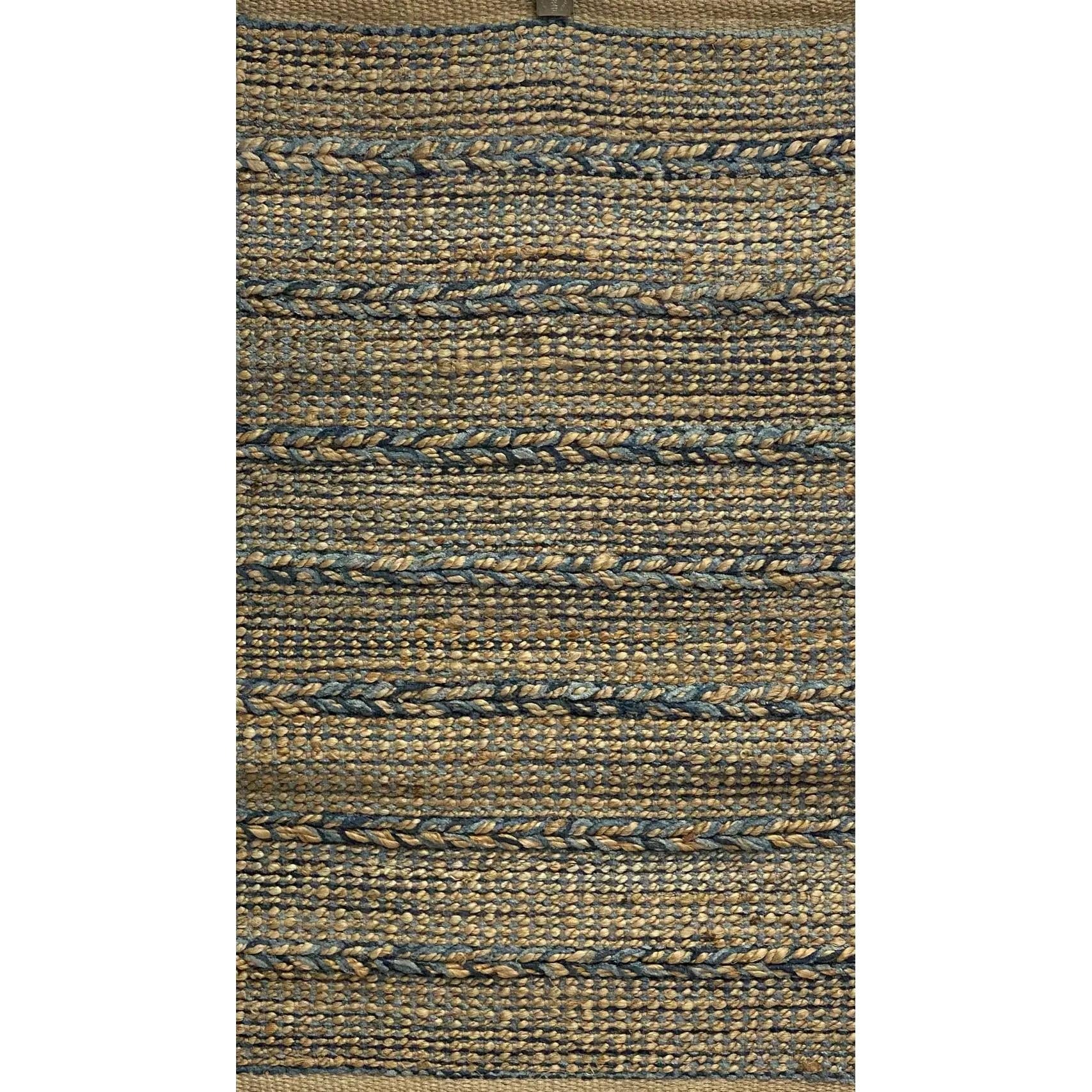 7’ x 9’ Blue and Tan Braided Stripe Area Rug Default Title