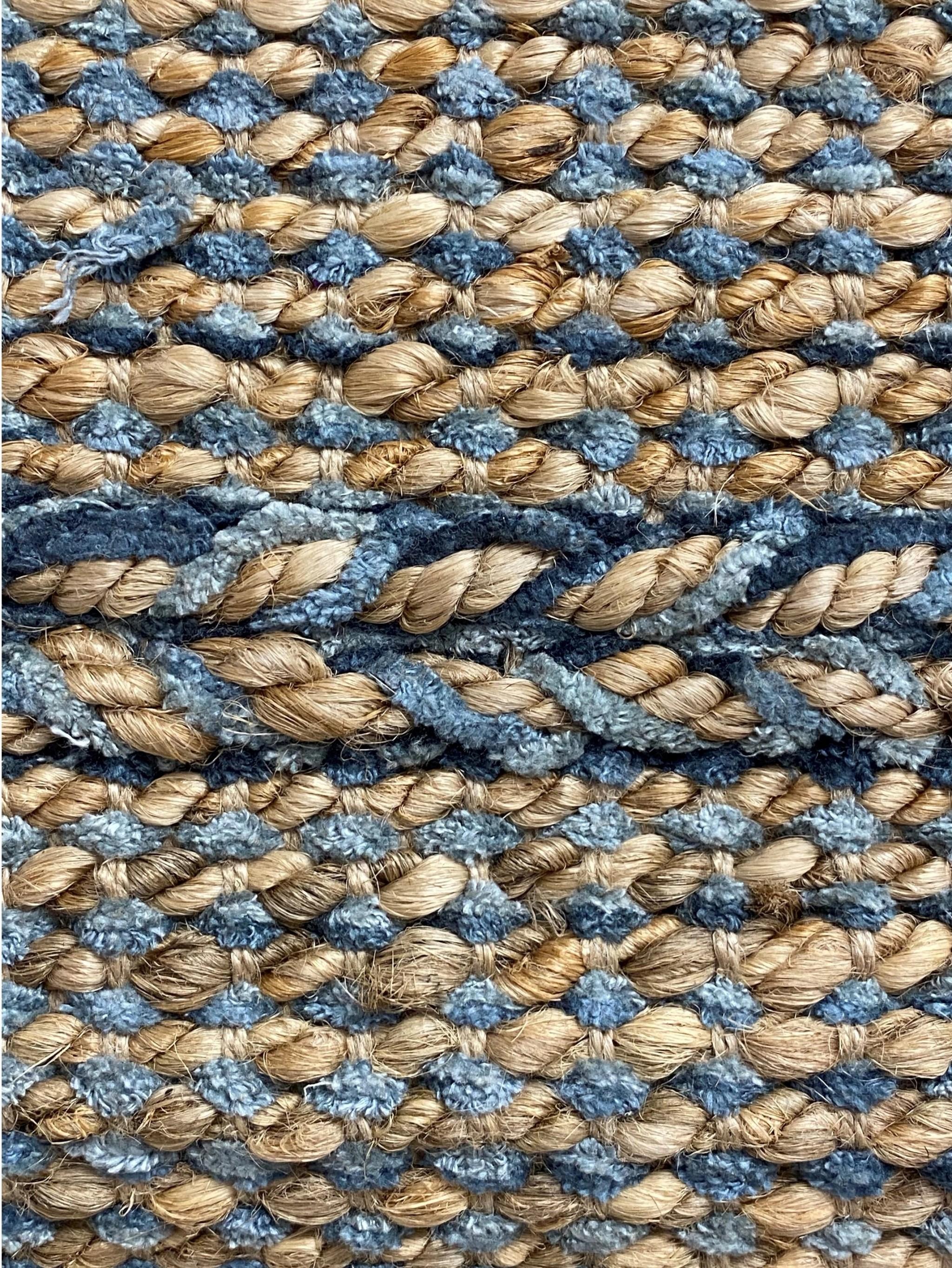 7’ x 9’ Blue and Tan Braided Stripe Area Rug