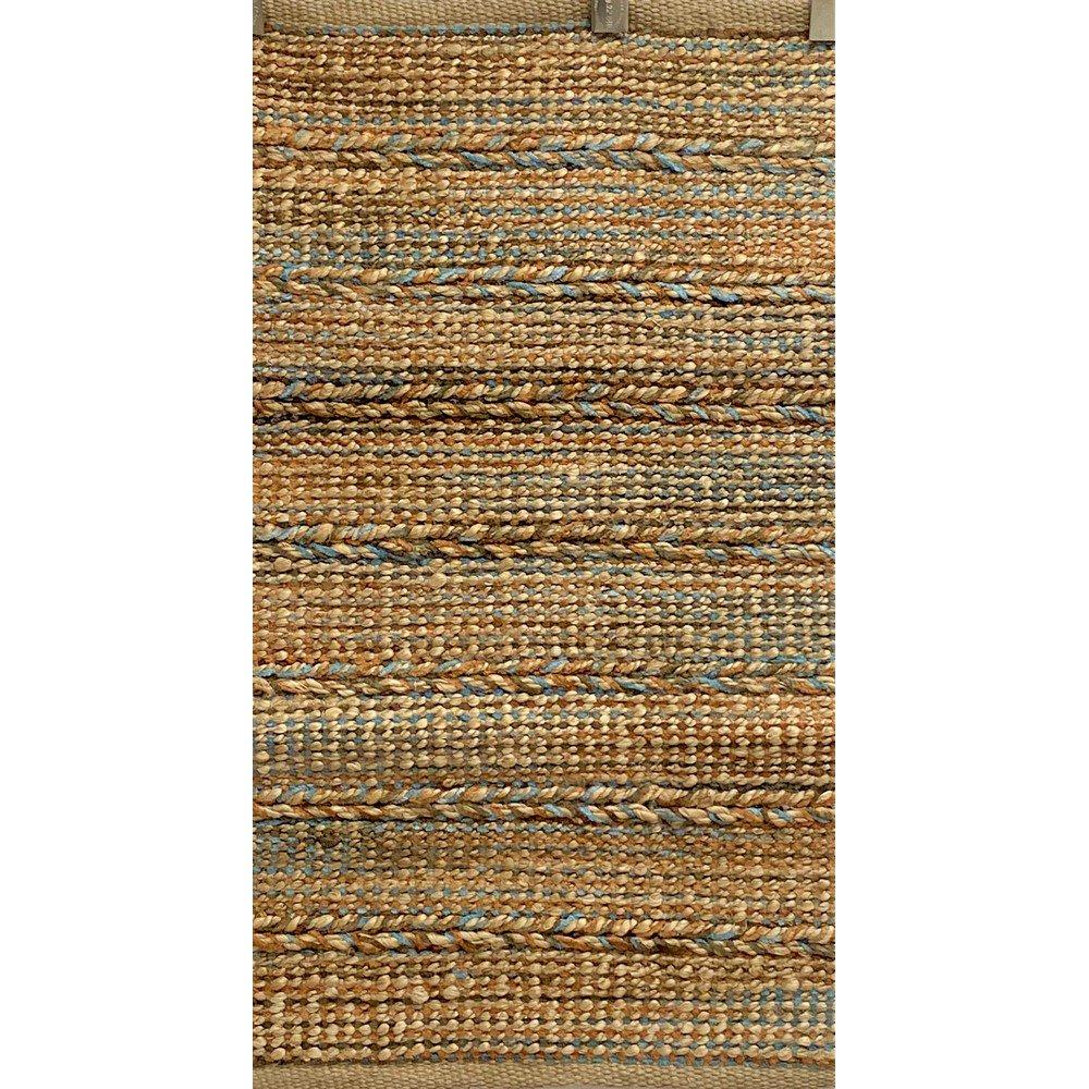 5’ x 7’ Seafoam and Tan Braided Stripe Area Rug Default Title