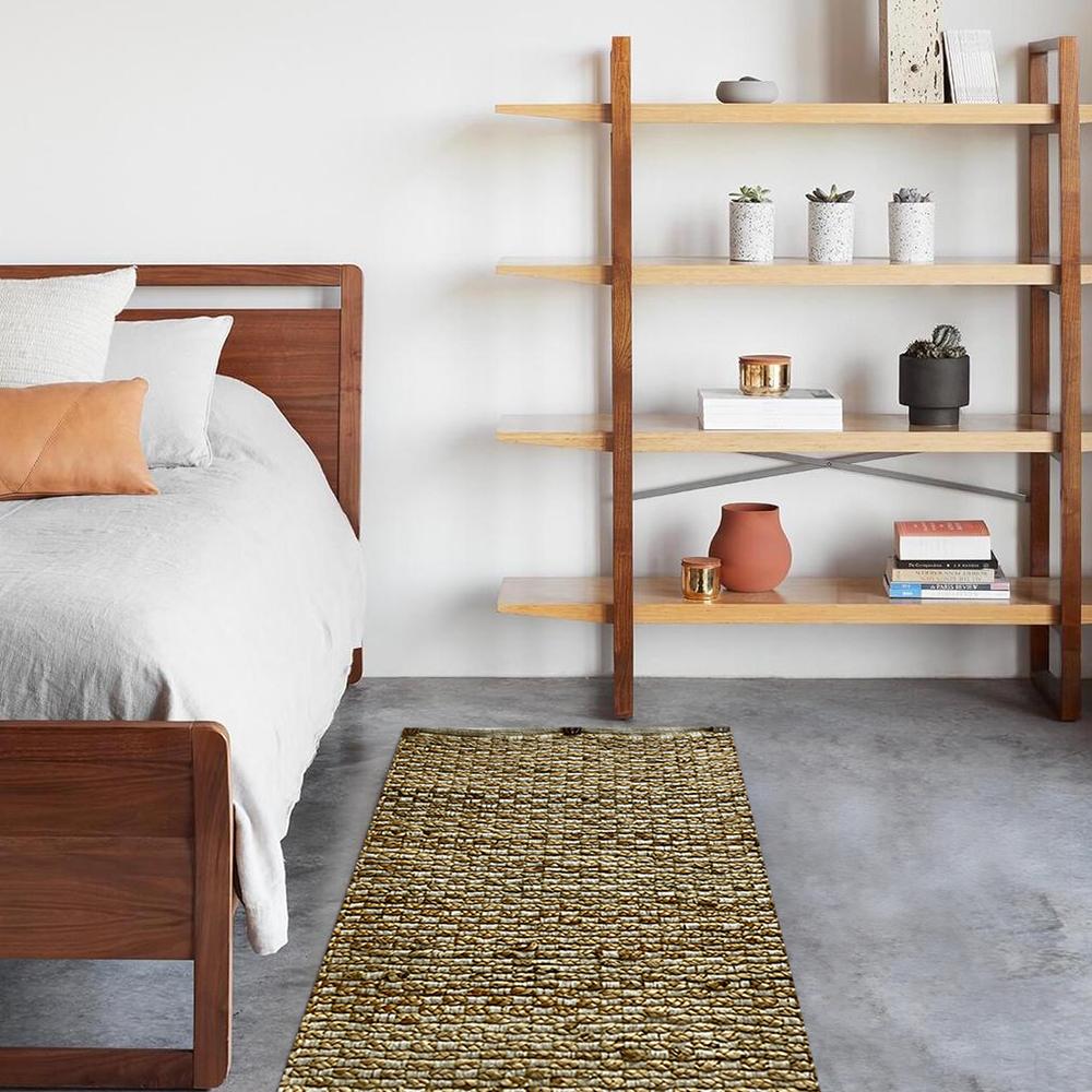 2’ x 5’ Tan and Sage Checkered Area Rug