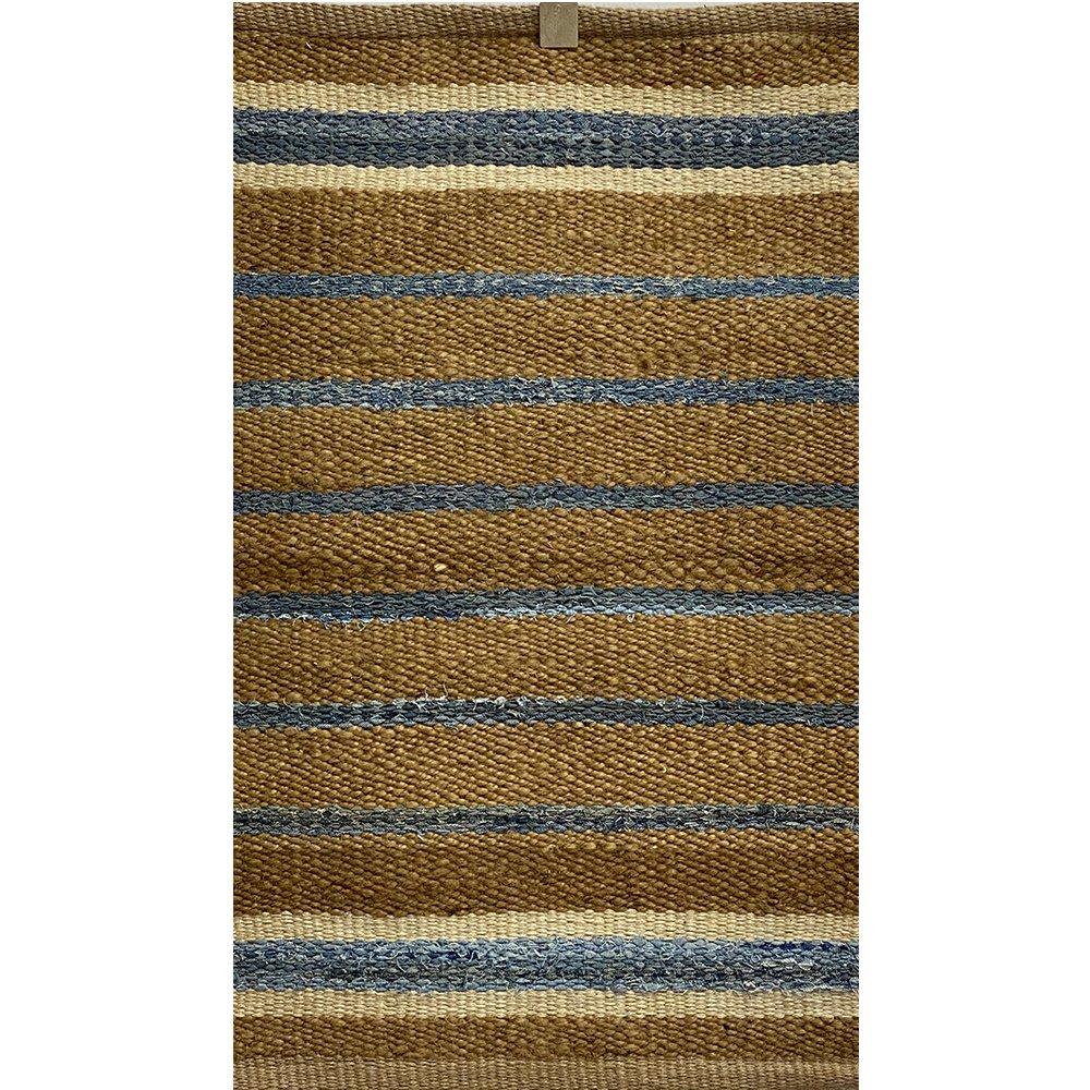 2’ x 5’ Tan and Blue Striped Area Rug Default Title