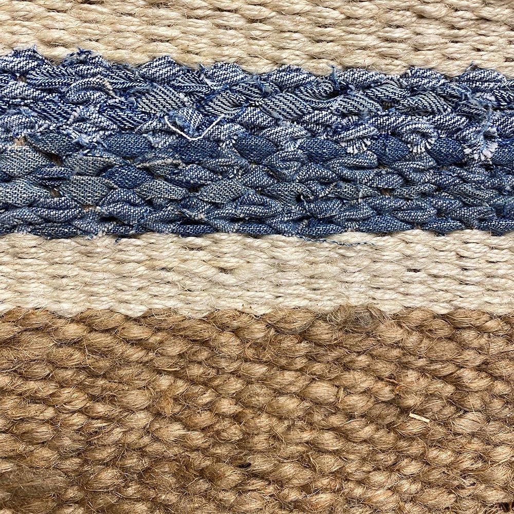 2’ x 5’ Tan and Blue Striped Area Rug