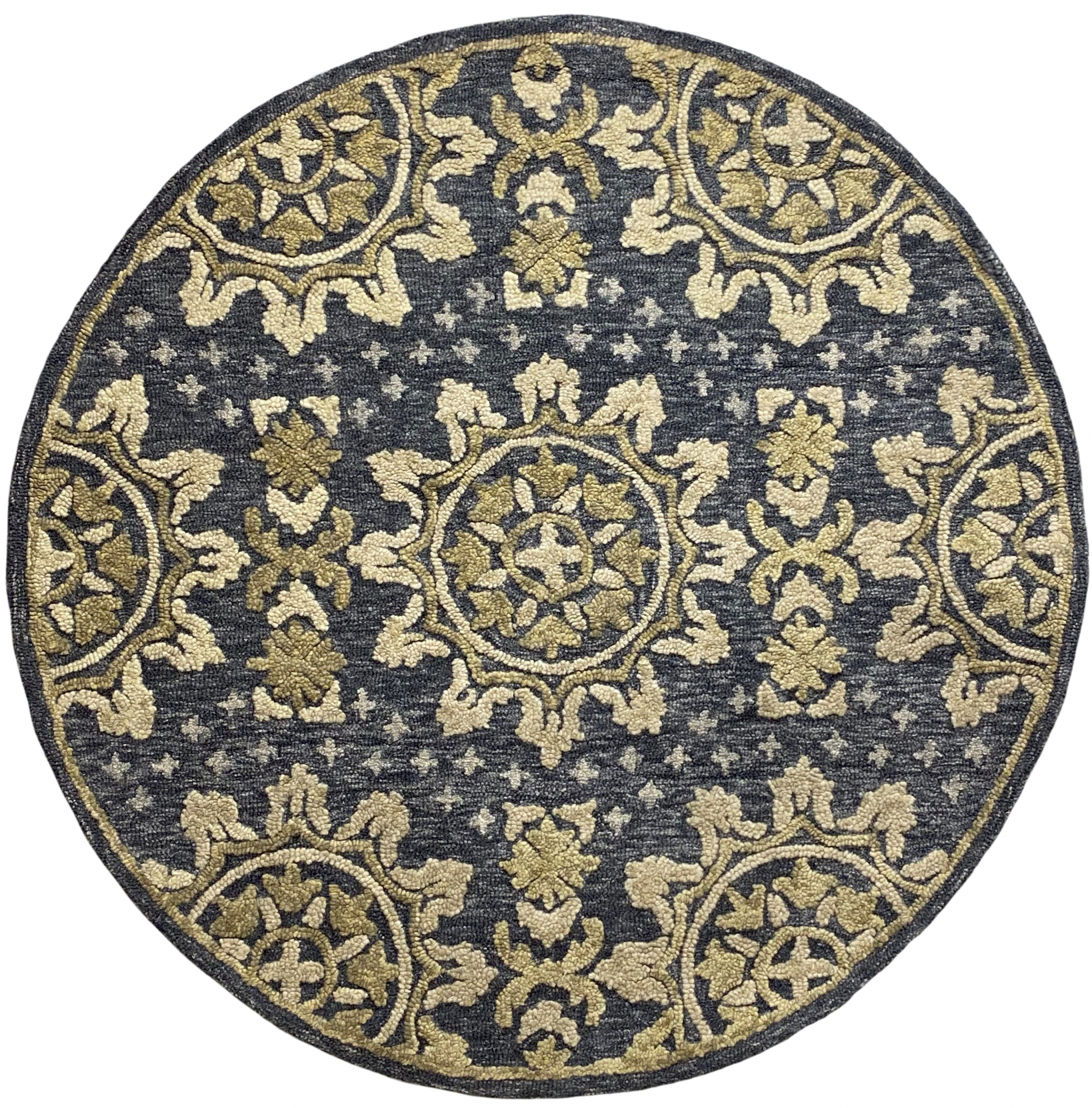 5’ Round Gray and Beige Decorative Area Rug Default Title