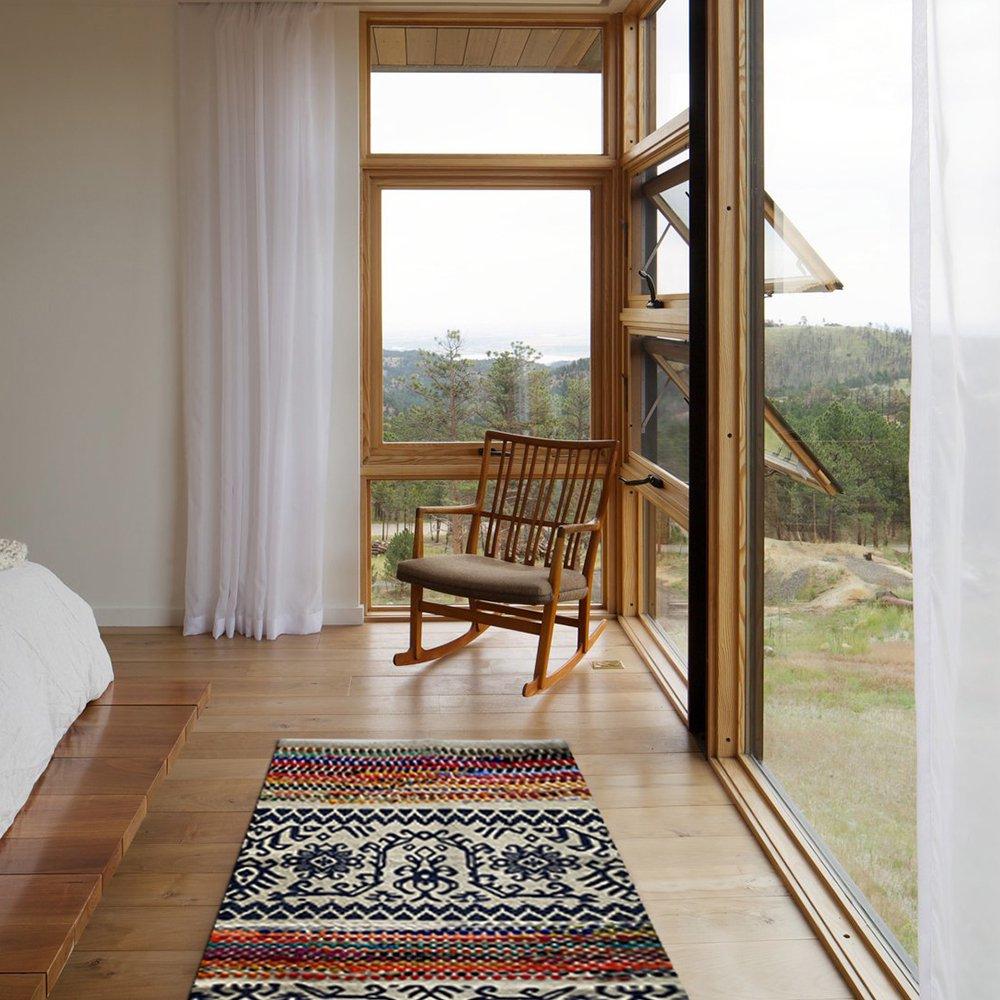 3’ x 5’ Multicolored Geometric Chindi Area Rug