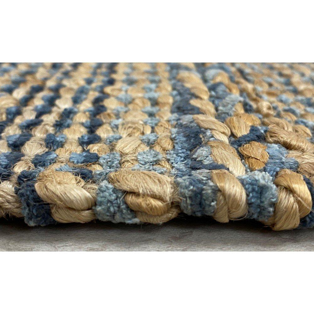 2’ x 3’ Blue and Tan Braided Stripe Scatter Rug