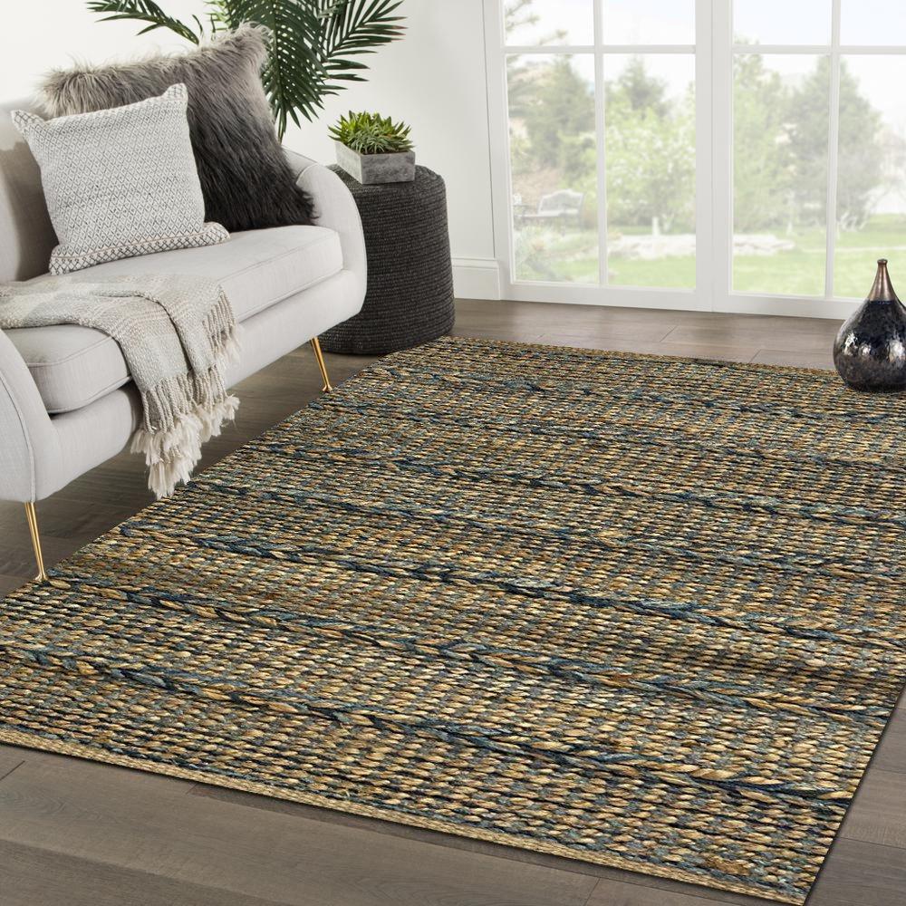 2’ x 3’ Blue and Tan Braided Stripe Scatter Rug