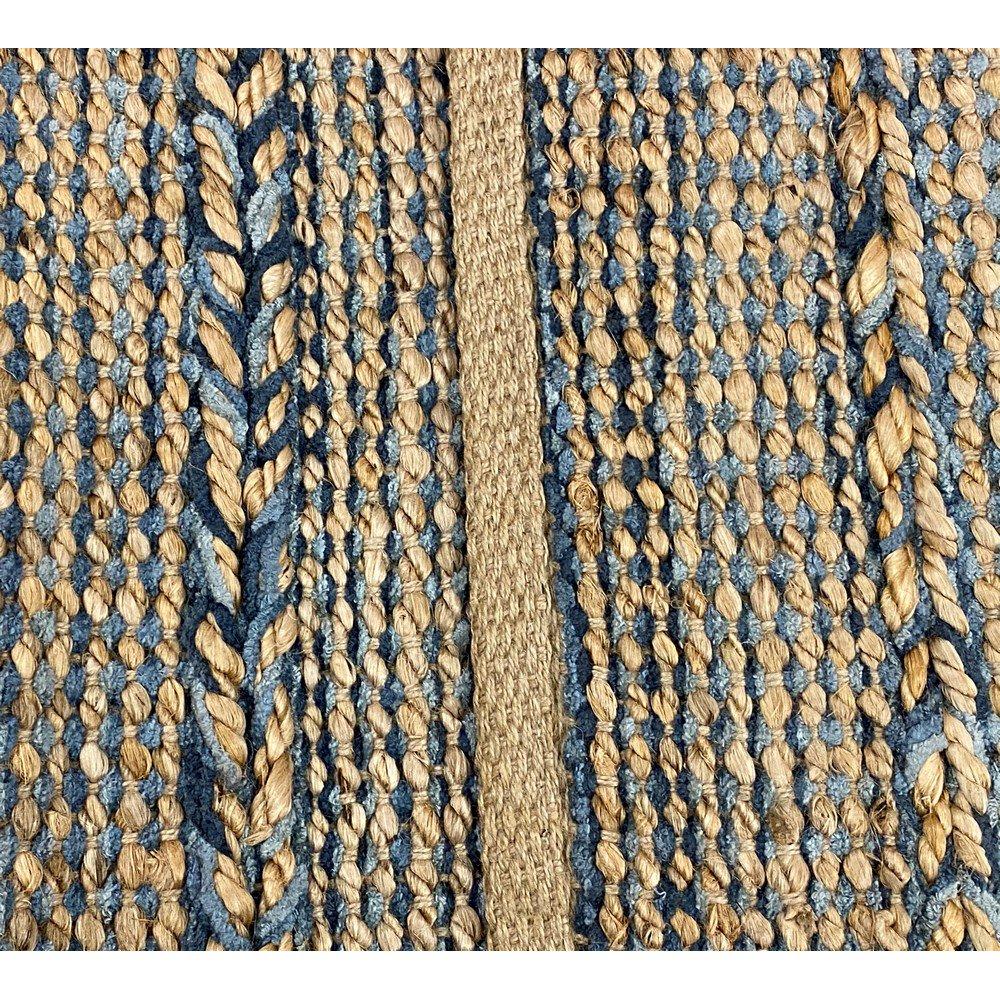 2’ x 3’ Blue and Tan Braided Stripe Scatter Rug