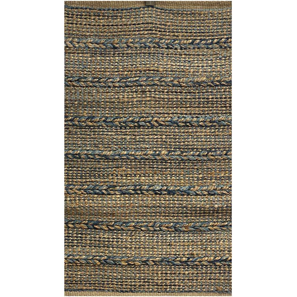 3’ x 4’ Blue and Tan Braided Stripe Area Rug