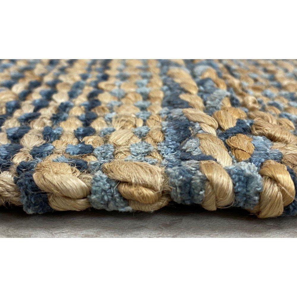 3’ x 4’ Blue and Tan Braided Stripe Area Rug