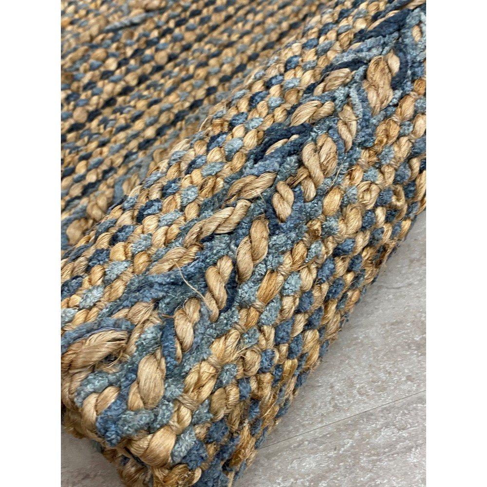 3’ x 4’ Blue and Tan Braided Stripe Area Rug