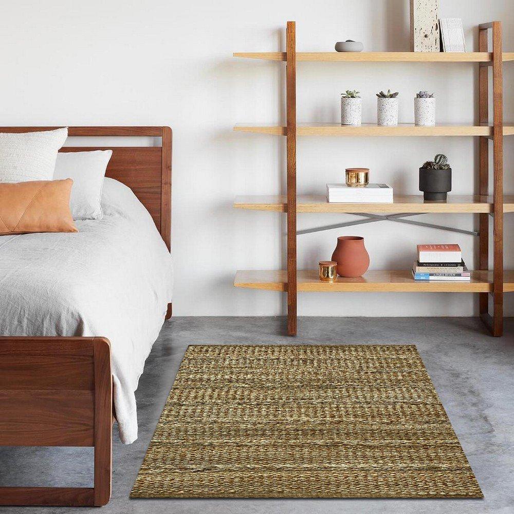 2’ x 5’ Gray and Tan Braided Stripe Area Rug