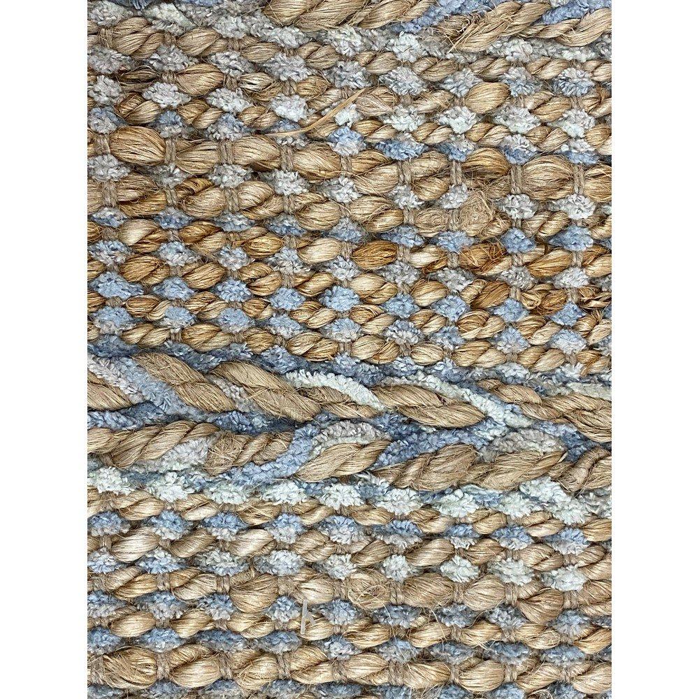 2’ x 3’ Soft Blue and Tan Braided Stripe Scatter Rug