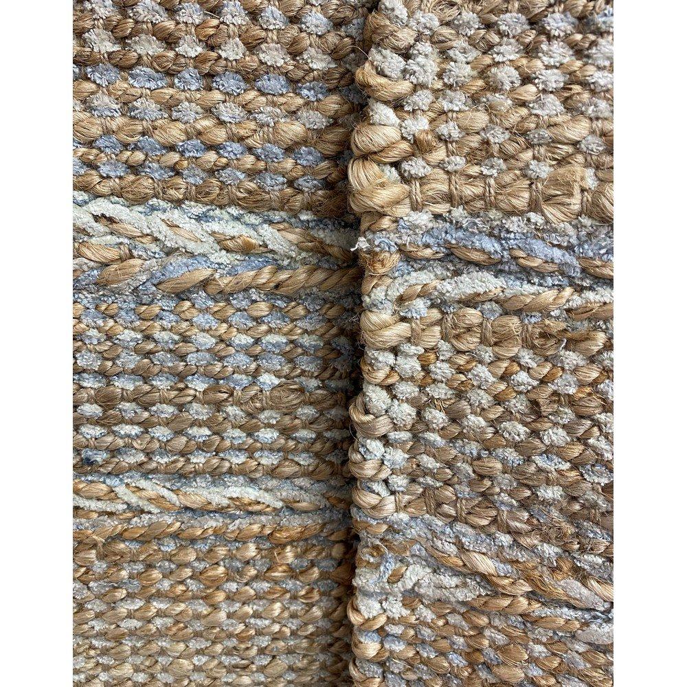 2’ x 3’ Soft Blue and Tan Braided Stripe Scatter Rug