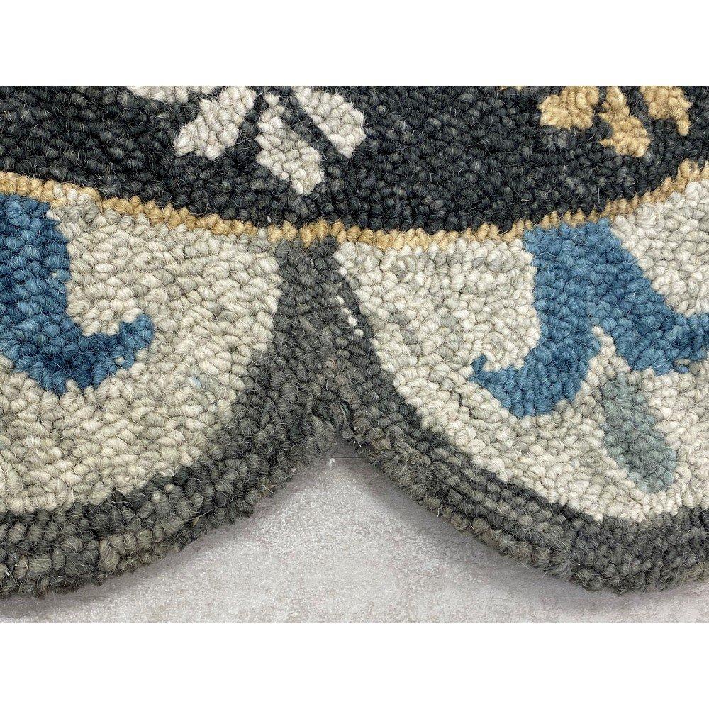 3’ Round Gray Border Floral Medallion Area Rug