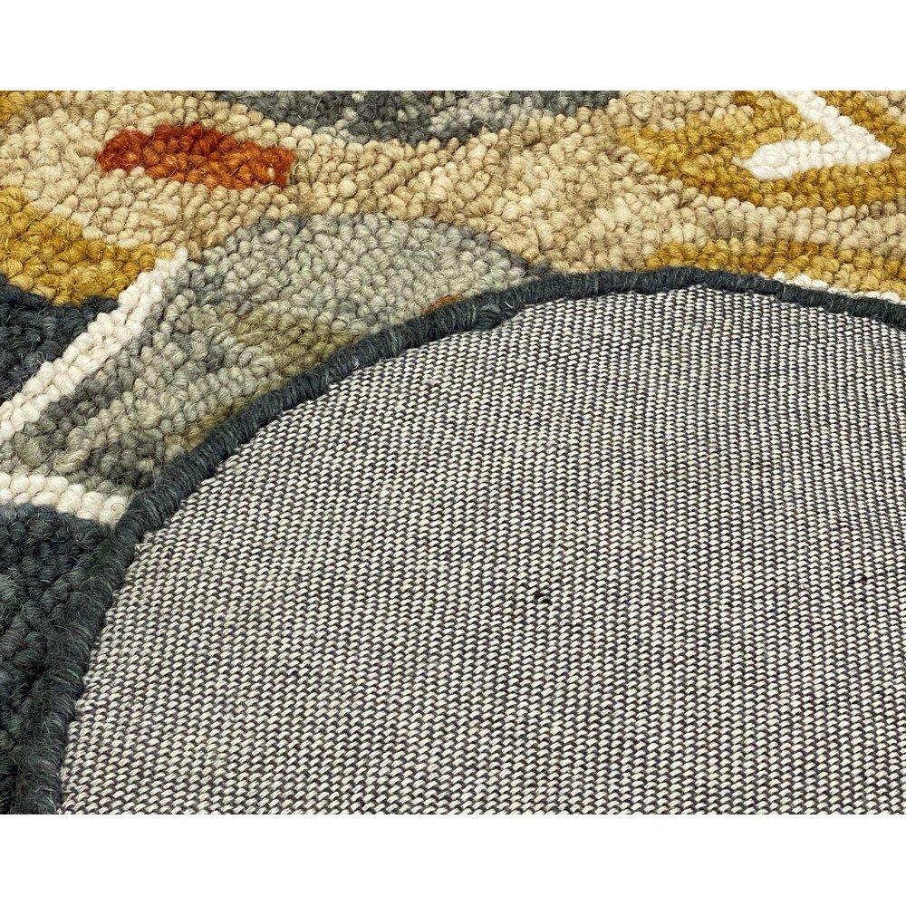 3’ Round Charcoal Floral Medallion Area Rug