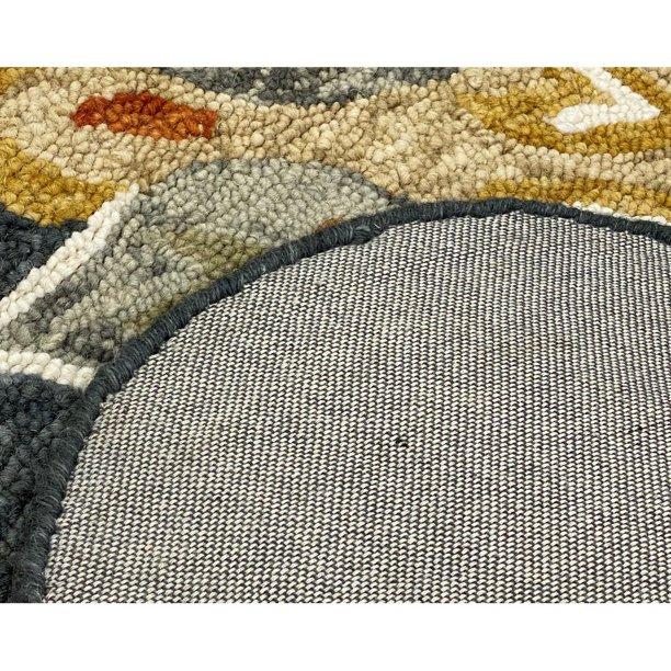 7’ Round Charcoal Scalloped Edge Area Rug
