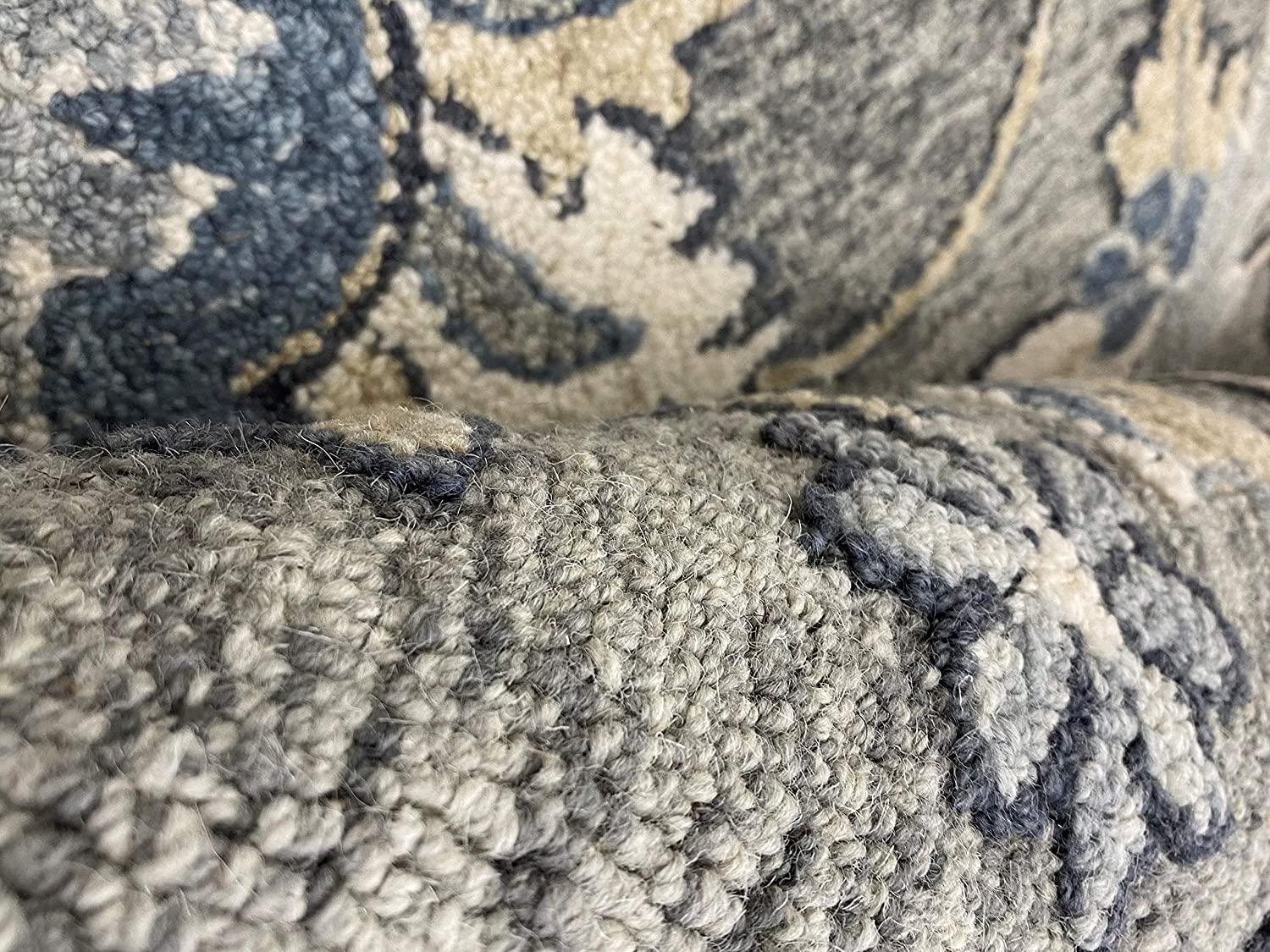 7’ Round Gray Intricate Jacobean Area Rug