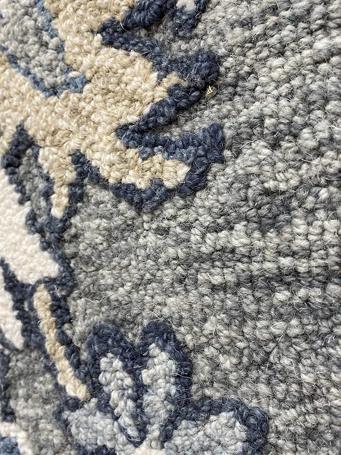 7’ Round Gray Intricate Jacobean Area Rug