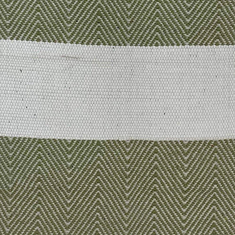 2’ x 4’ Green and White Chevron Striped Area Rug