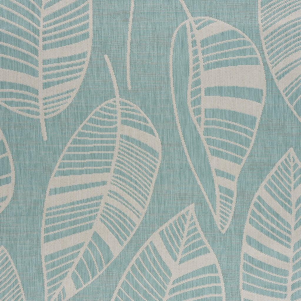 5’ x 7’ Teal Leaves Indoor Outdoor Area Rug