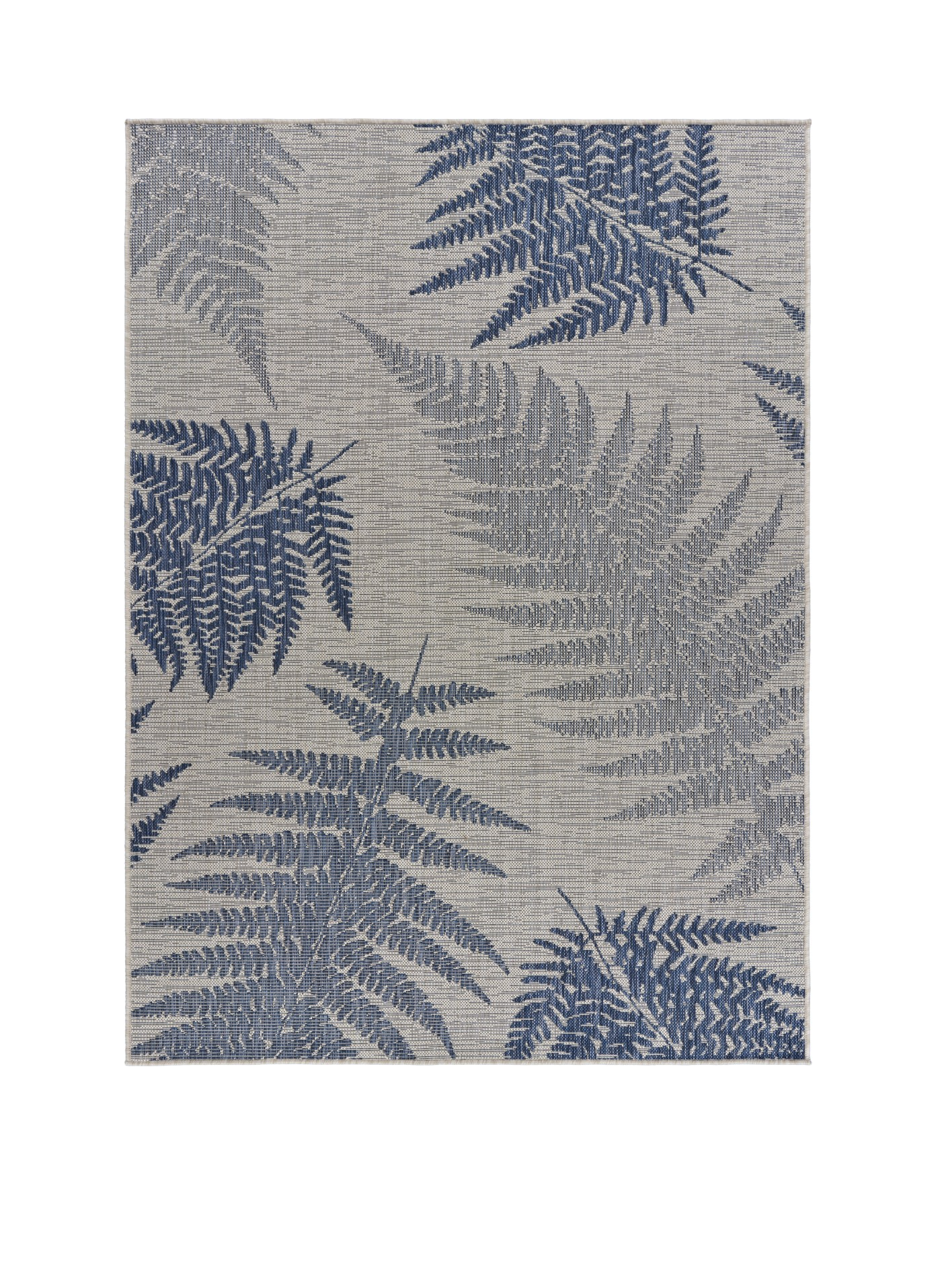 5’ x 7’ Navy Fern Leaves Indoor Outdoor Area Rug