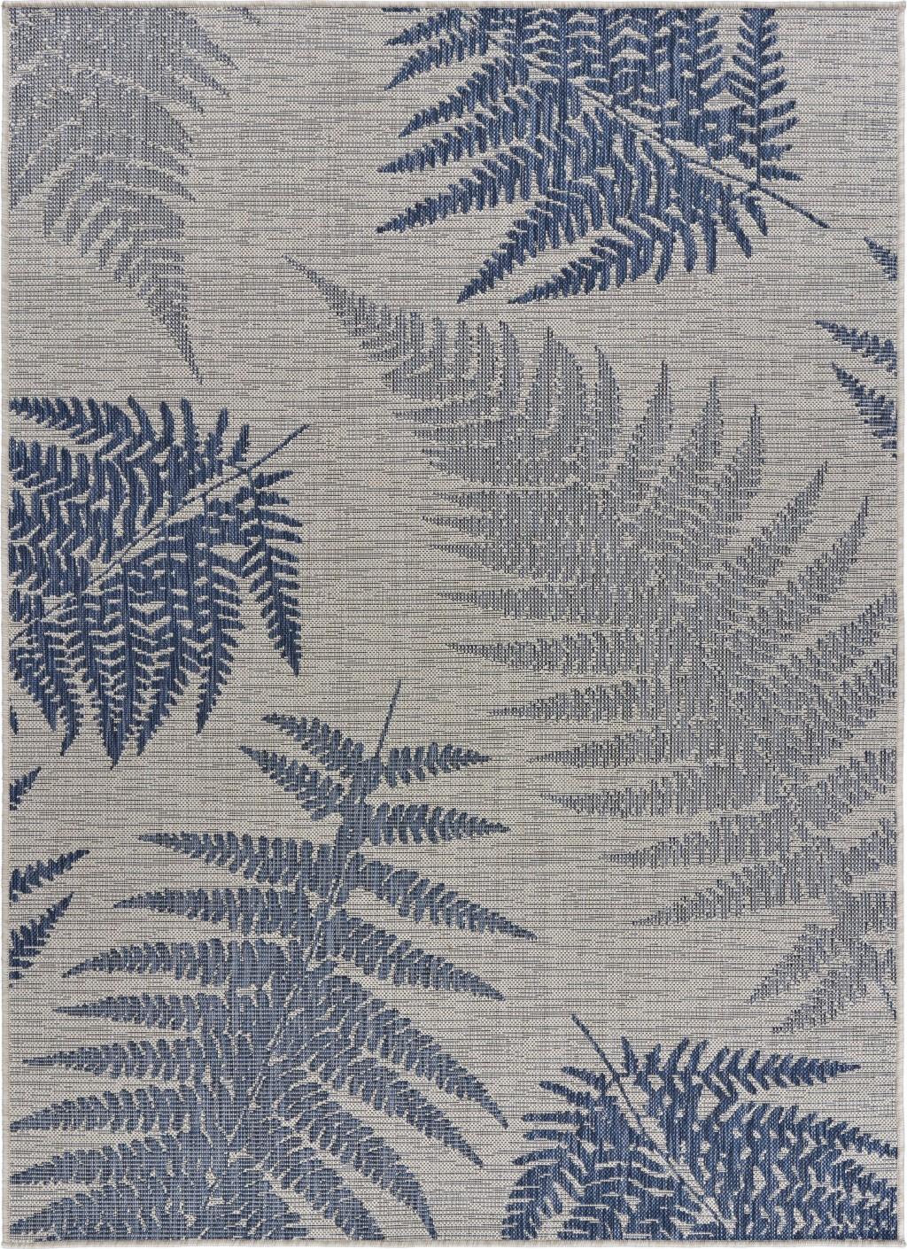 8’ x 10’ Navy Fern Leaf Indoor Outdoor Area Rug