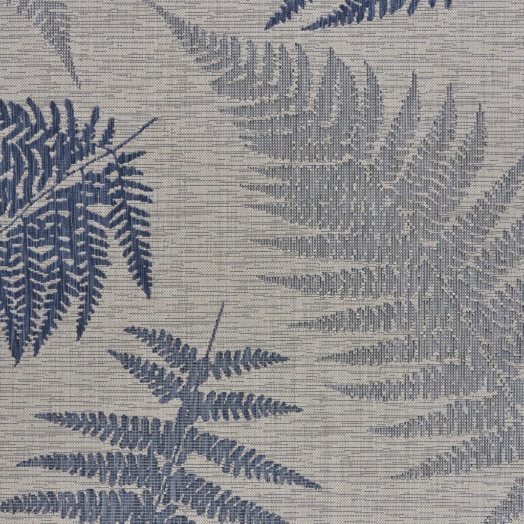 8’ x 10’ Navy Fern Leaf Indoor Outdoor Area Rug