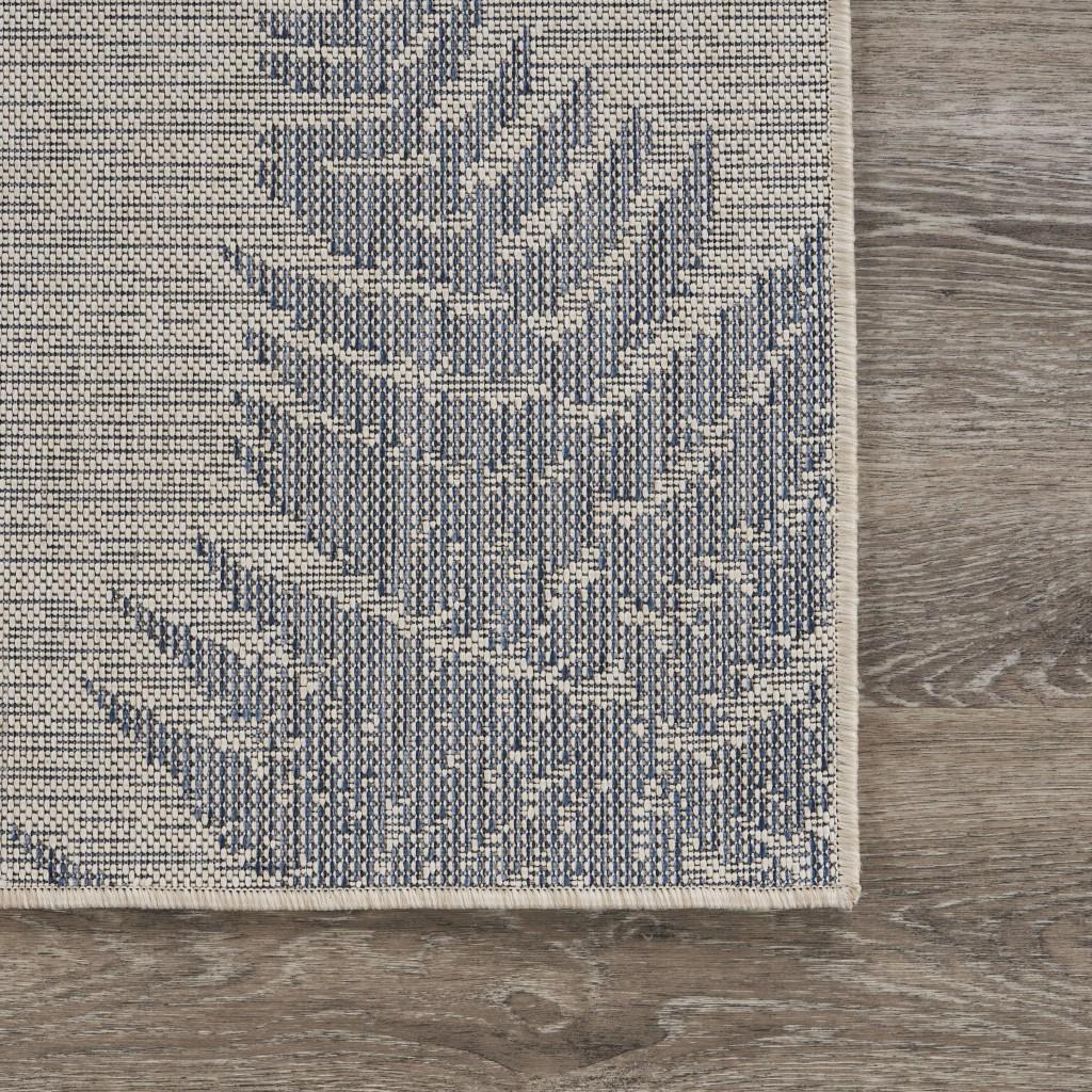 8’ x 10’ Navy Fern Leaf Indoor Outdoor Area Rug