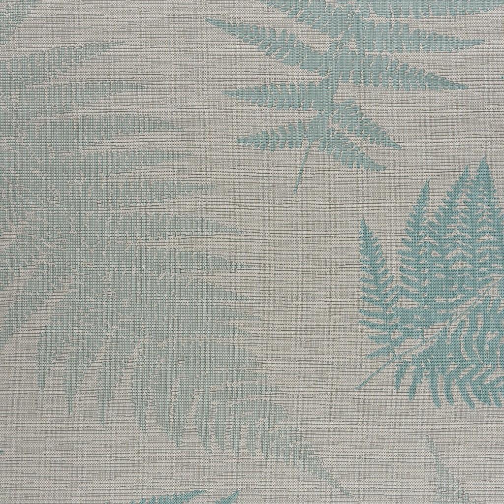 5’ x 7’ Teal Fern Leaves Indoor Outdoor Area Rug