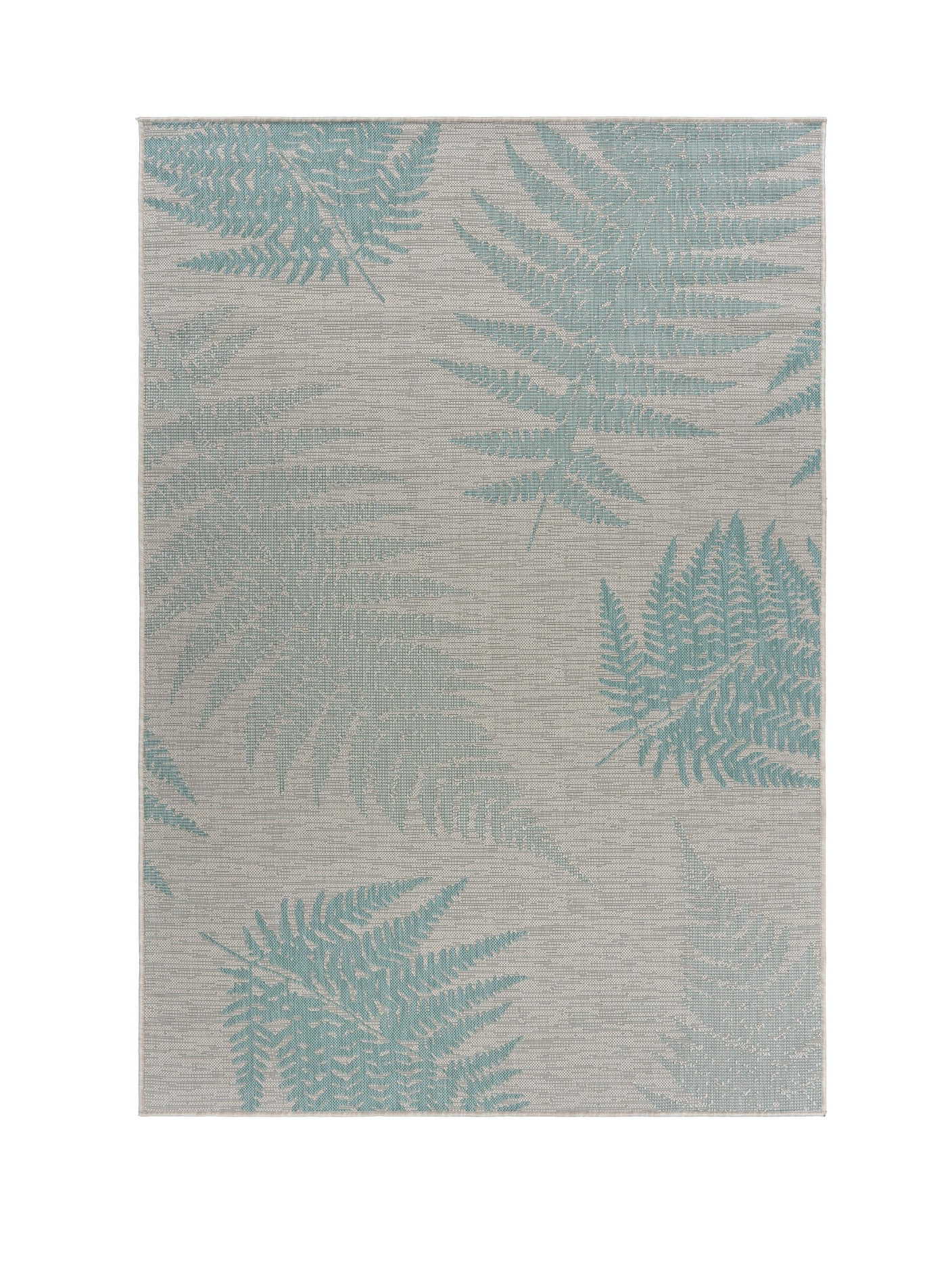 5’ x 7’ Teal Fern Leaves Indoor Outdoor Area Rug