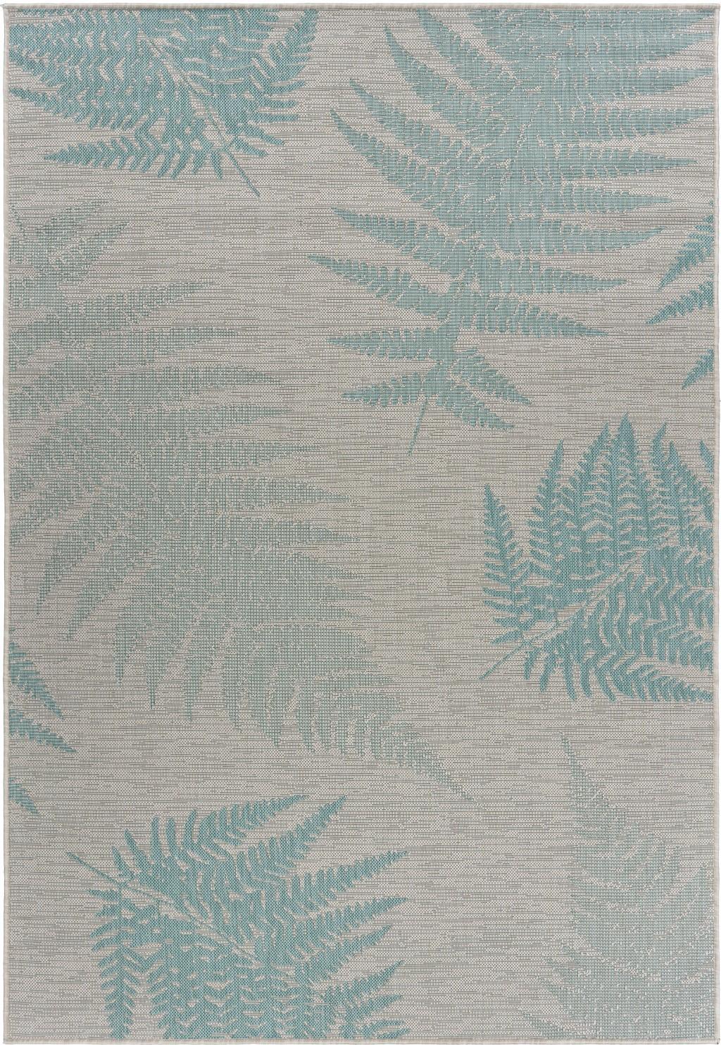 8’ x 10’ Teal Fern Leaves Indoor Outdoor Area Rug