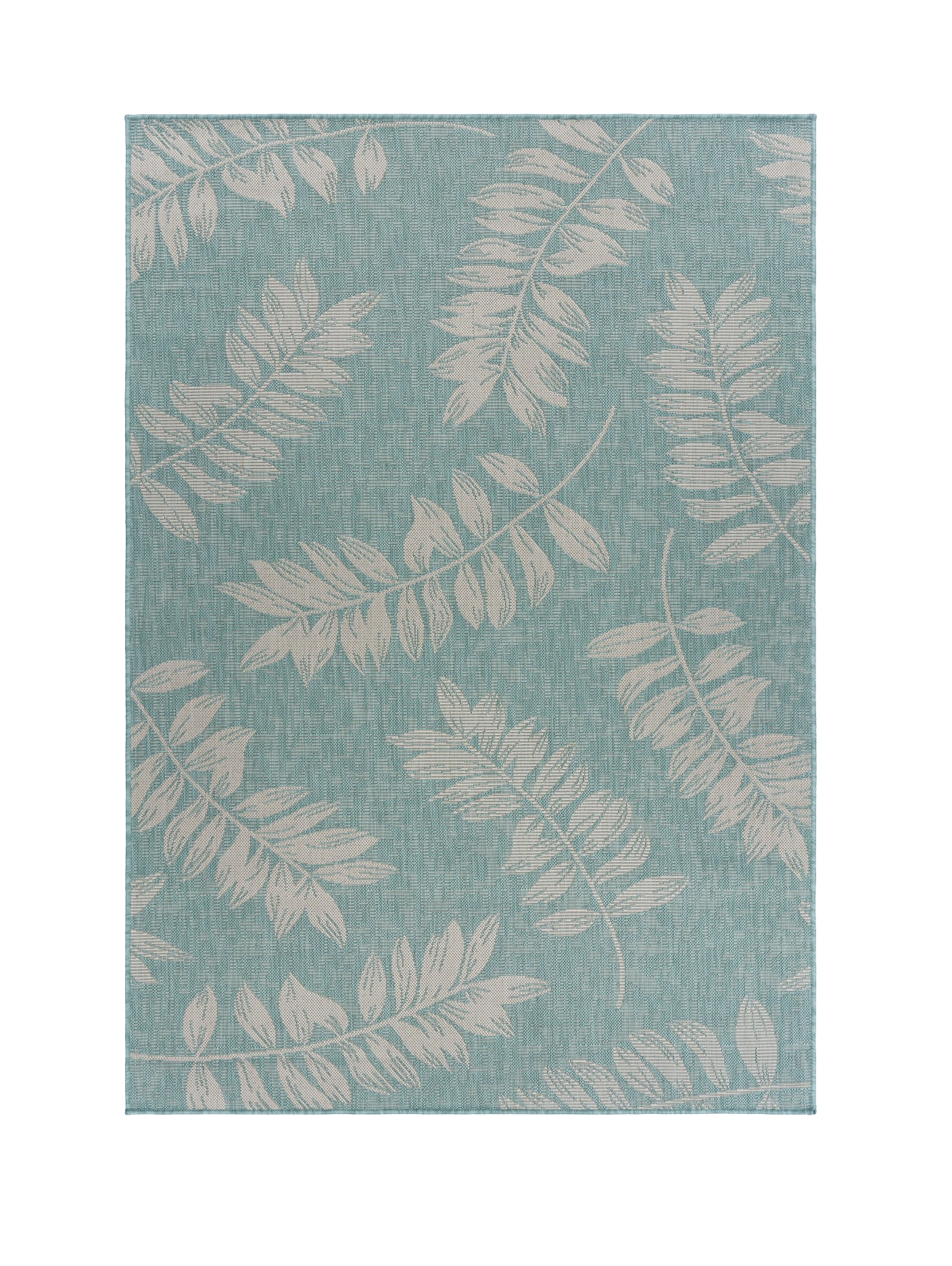 5’ x 7’ Teal and Ash Sprigs Indoor Outdoor Area Rug