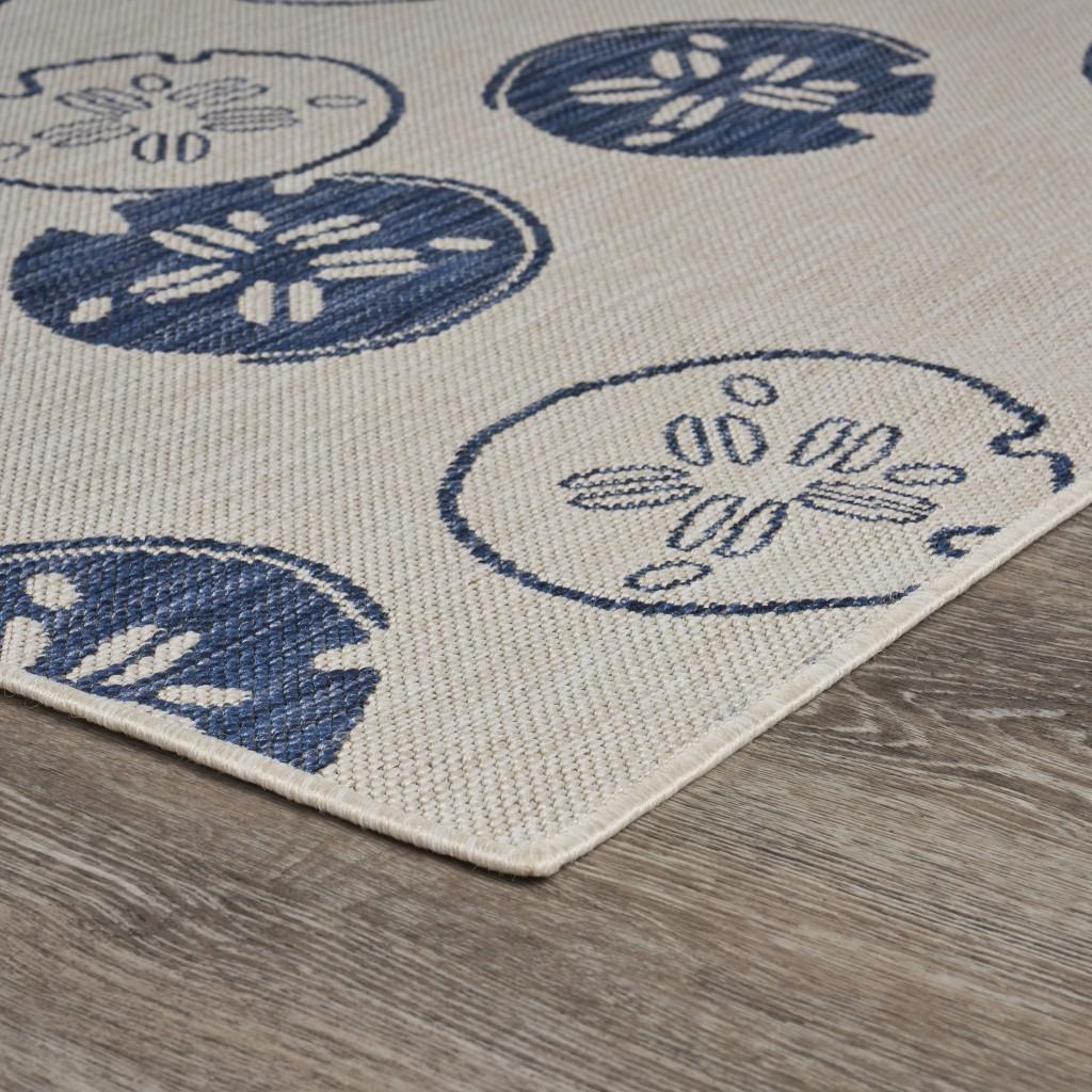 5’ x 7’ Navy Sand Dollars Indoor Outdoor Area Rug