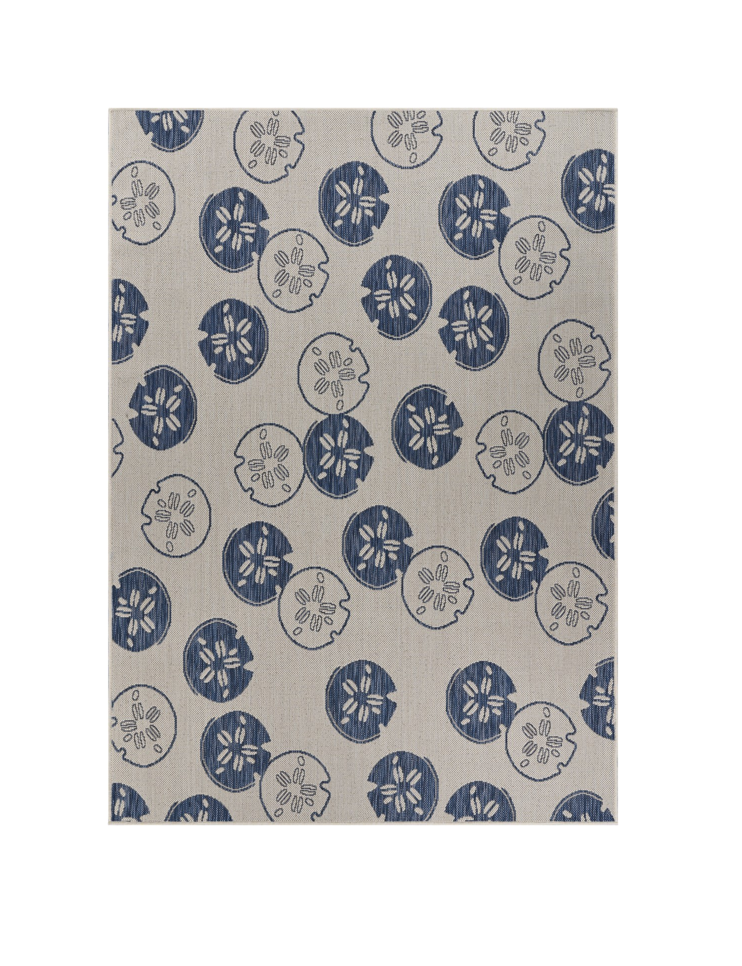 5’ x 7’ Navy Sand Dollars Indoor Outdoor Area Rug