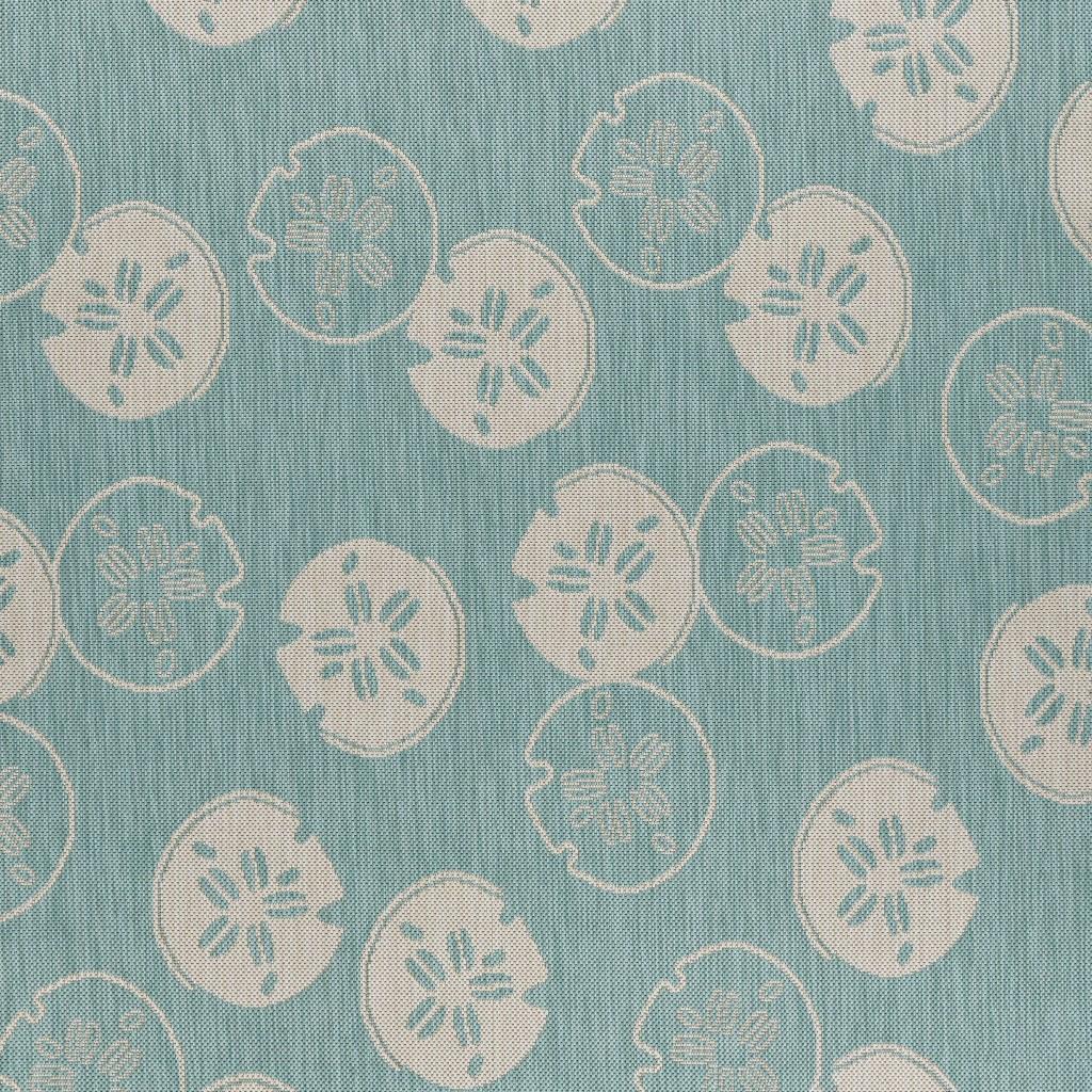 5’ x 7’ Teal Sand Dollars Indoor Outdoor Area Rug