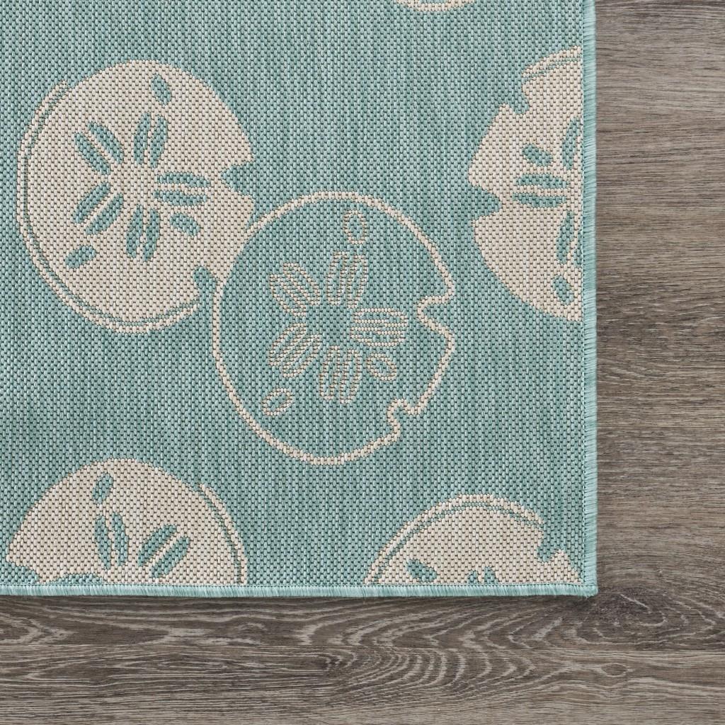 5’ x 7’ Teal Sand Dollars Indoor Outdoor Area Rug